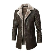 Herren B3 Pelz Ledermantel RAF Bomber Pelz Lammfell Ledermantel Jacke Winter