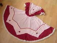 50s SQUARE DANCE KLEID f Petticoat rosa bordeaux Spitze weiß Stickerei Rosen USA