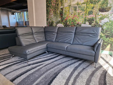 Polinova Ecksofa N2875a Echtleder BelVita anthrazit, Federkern, Nappaleder