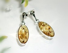 Bernstein Ohrstecker Silber 925 Ohrringe gelb oval echt Sterlingsilber bd61