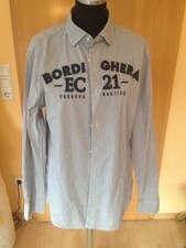 Hemd, Stangata, The Sting, blau/weiß gestreift, Aufnäher, 100% Baumwolle, Gr. M