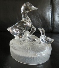Seltene Vintage Kristall RCR Glas Ente & Entenküken Figur Ornament 