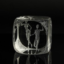 Glas Prisma Uttendorf KRISTIAN KLEPSCH WÜRFEL ADAM & EVA Schliff 3D dekorativ