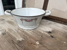 altes Sieb  Emaille Küchenschüssel Mit Griffen Emaille Rosen Motiv selten