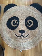 Home Creation Jute Teppich Panda für Kinderzimmer, Ø 80 cm