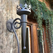 Schöne mittelalterliche Fackel - Wandfackel Burgfackel Kerzenhalter Wand Lampe
