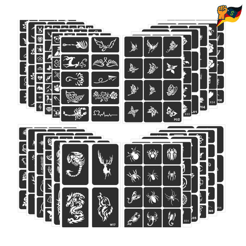 Henna schablonen set blatt - set, 24