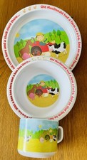 3 Teiliges Melaminegeschirr. Kleinkind. Baby . Old MacDonald Hand A Farm 