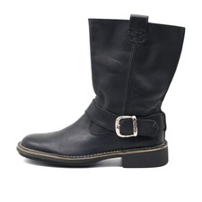 Kickers Damen Bikerstiefel mit Schnalle Stiefel Schwarz Leder Biker Boots EU 40