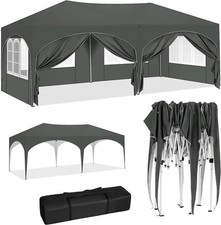 Pavillon 3x6m mit 6 Seitenteilen UV-Schutz, Pop Up Höhenverstellbar Grau 0005gr