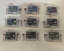 9 x Epson T0591 T0592 T0593 T0594 T0595 T0596 T0597 T0598 T0599 Stylus Ph R2400