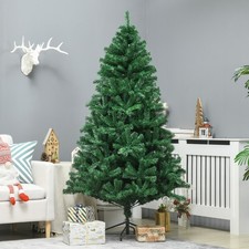 HOMCOM Weihnachtsbaum 1,8 m Christbaum Kunsttanne 1000 Zweige Metallfuß PVC Weiß