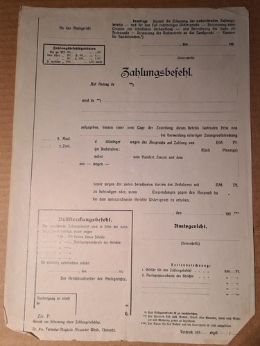 Alter zahlungsbefehl vordruck - alter,