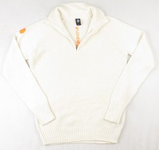Björn Daehlie White Wool Blend Zip Neck Raglan Jumper Sweater Pullover Herren M