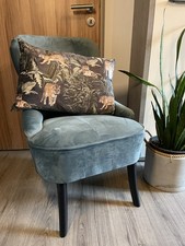 Höffner Sessel mit Armlehnen Samtbezug Petrol Top-Zustand BHT ca. 59*88*64cm