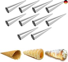 10 St Cannoli Schillerlockenform aus Edelstahl, Backform für Schaumrollen 