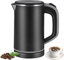 1,7L 1800W Wasserkocher Schwarz Edelstahl  BPA-frei Doppelwand Trockengehschutz