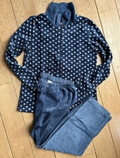 Damen Hausanzug Jogginganzug Gr. S (18) blau mit weißen Punkten
