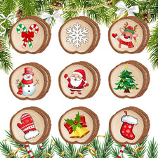 Holzscheiben Weihnachtsdeko rund 9 Stück Bastelbedarf Anhänger Winter Neujahr