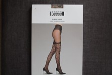 Wolford Floral Tights Strumpfhose Gr. S Schwarz Natur Straps Optik 20 den Neu