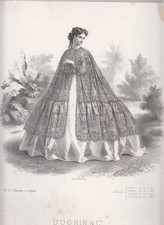 Original-Modedruck aus: Maison Dognin, No. 32, Rotonde à volants. [Second Empire