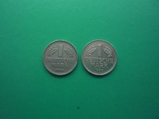 2 x 1 DM Münzen 1950 D + 1990