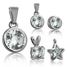 Kettenanhänger Silbern Glitzer Strassstein Strass Stern Anhänger Charm Edelstahl