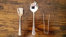 WMF Patent 90 1x Sahnelöffel, 1 x Zuckerzange,1 x Zuckerstreuer 90er Silberaufl.