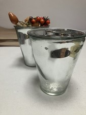 Glas Windlicht Übertopf in Bauernsilber  Shabby-Chic Deko Landhaus, 2 St