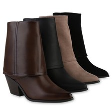 Damen Leicht Gefütterte Cowboy Boots Stiefeletten Spitze 841322 Schuhe 