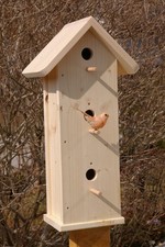 Vogelhaus Vogelvilla mit 3 Nistkästen zum Selbstbemalen - SH1