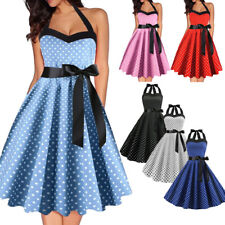 Damen Vintage 50er 60er Rockabilly Midikleid Petticoat Partykleider Cocktail