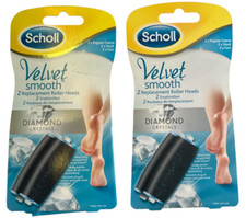 2x Scholl Velvet Smooth Pedi Ersatzrollen with Diamond Crys 4 Ersatzrollen Stark