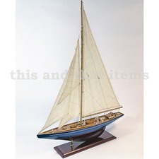 SEGELYACHT MODELL SEGELSCHIFFMODELL STANDMODELL HOLZ HÖHE 85 CM LÄNGE 60 CM SY17