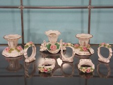 "D Original Dresden"Porzellan Serviettenringe +3 Kerzenhalter aufgesetzte Rosen
