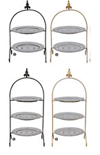 Etagere Tellerständer Antik gold / schwarz 2/3 Stöckig ca. H47/ H63cm mit Lilie