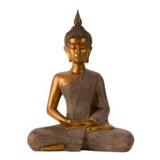 Buddha Figur Gold Grau 42 cm