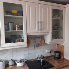 Landhaus Küche Hochglanz inkl. Elektrogeräte Küchenzeile Einbauküche erweiterbar