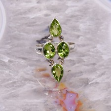 Peridot Ring, 925er Silber, Edelsteinring (22440), grün, Edelsteinschmuck