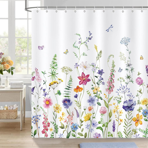 Duschvorhang frühlingsblumen - duschvorhang,