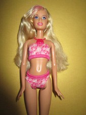 B-716) SÜSSE BLONDE BARBIE MATTEL ORIGINALER BIKINI+HOHE OFFENE PINKE SCHUHE