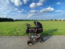 KIDUKU 3 in 1 Kombi-Kinderwagen mit Auto-Babyschale - Schwarz/Gold