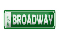 Blechschild 27x10cm gewölbt Broadway Freiheitsstatue Deko Geschenk Schild