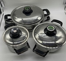 AMC Kochtopf Set 3 Töpfe, 1 Pfanne 3 Deckel ( 2 davon Visiotherm)   Edelstahl