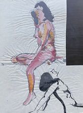 Figuren weibliche Akte Skizze Studie Anonym Unbekannt Aqaurell 32 x 21 cm