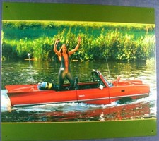 Retro Blechschild Oldtimer Schwimmwagen Berlin 1957 Amphicar mit Girl