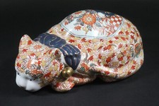 alte große asiatische Porzellan Katze selten signiert Handbemalt