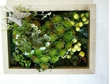 Exk.Wandbild Wand Deko Kunstblumen Sukkulenten Gras Tischdeko Pflanzen LN 59-04