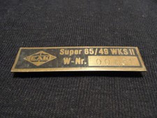 EAK Super 65 / 49 WKS II Typenschild, gut erhalten!