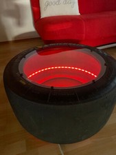 Rennsportgeschenk Racing-Slick Beistelltisch m. LED Strips u. klarer Tischplatte